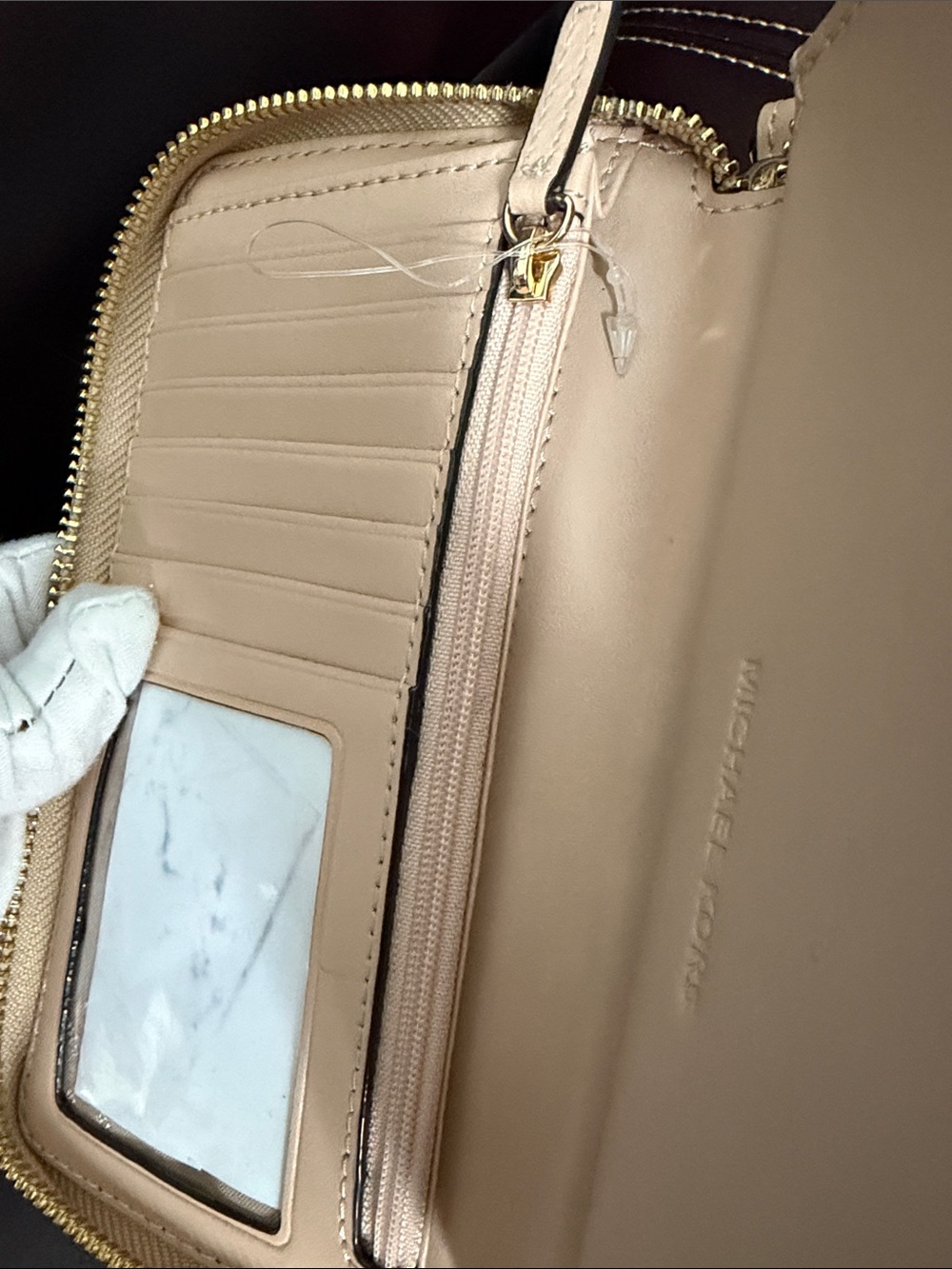 NEW Michael Kors Metallic Gold Floral-Embossed Zip Wristlet - Picture 11 of 12